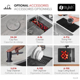 Undermount 25 inch Single Bowl Workstation Kitchen Sink with Accessories