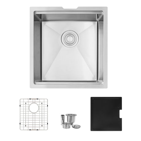 Undermount 18 inch Single Bowl Workstation Kitchen Sink with Cutting Board