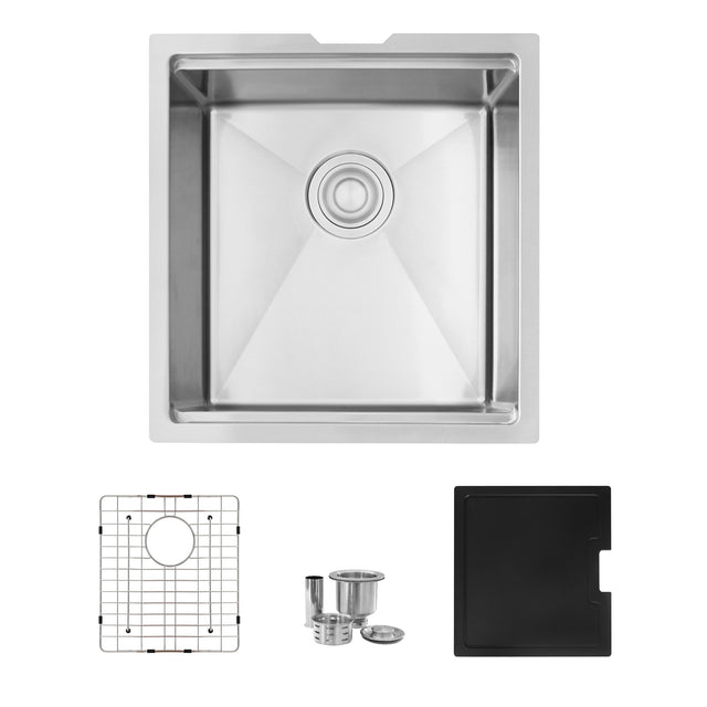 Undermount 18 inch Single Bowl Workstation Kitchen Sink with Cutting Board