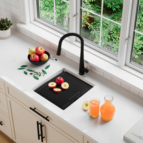 Undermount 18 inch Single Bowl Workstation Kitchen Sink with Cutting Board