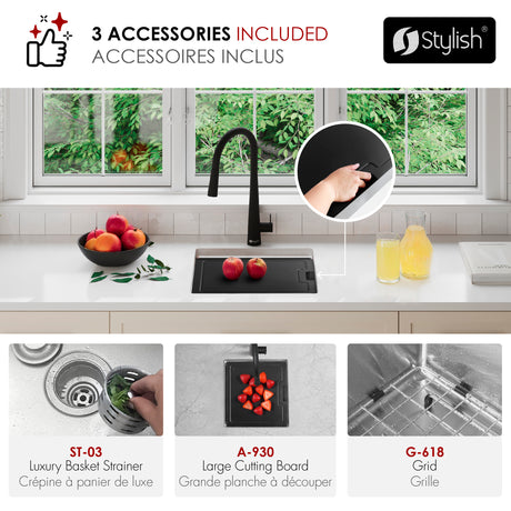 Undermount 18 inch Single Bowl Workstation Kitchen Sink with Cutting Board