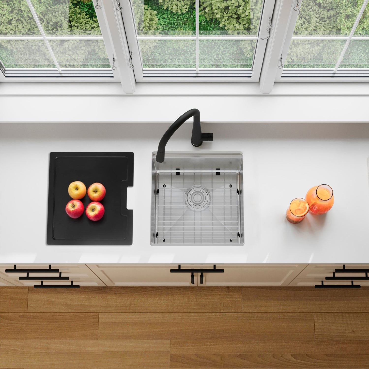 Undermount 18 inch Single Bowl Workstation Kitchen Sink with Cutting Board