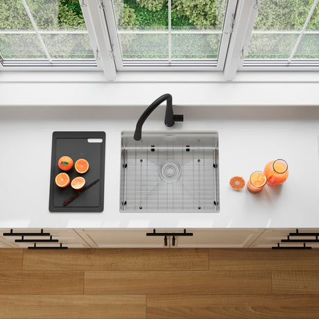 Undermount 22 inch Single Bowl Workstation Kitchen Sink with Cutting Board
