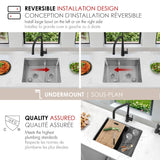 Undermount 25 inch Double Bowl Workstation Kitchen Sink with Accessories
