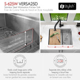 Undermount 25 inch Double Bowl Workstation Kitchen Sink with Accessories
