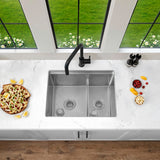 Undermount 25 inch Double Bowl Workstation Kitchen Sink with Accessories