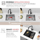 Undermount 25 inch Double Bowl Workstation Kitchen Sink with Accessories