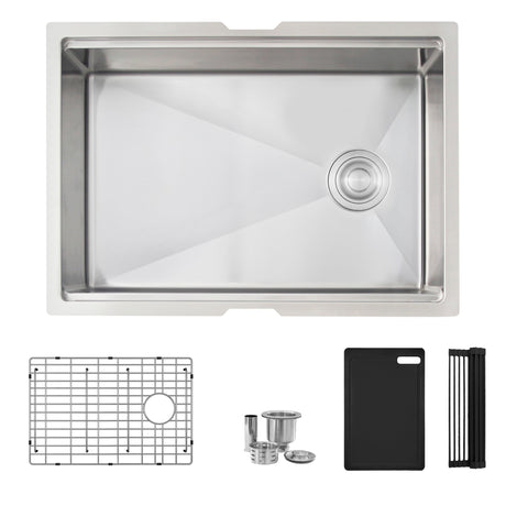 Undermount 27 inch Single Bowl Workstation kitchen Sink with Accessories
