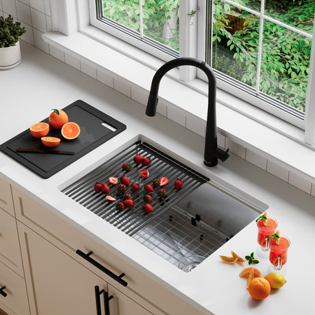Undermount 27 inch Single Bowl Workstation kitchen Sink with Accessories
