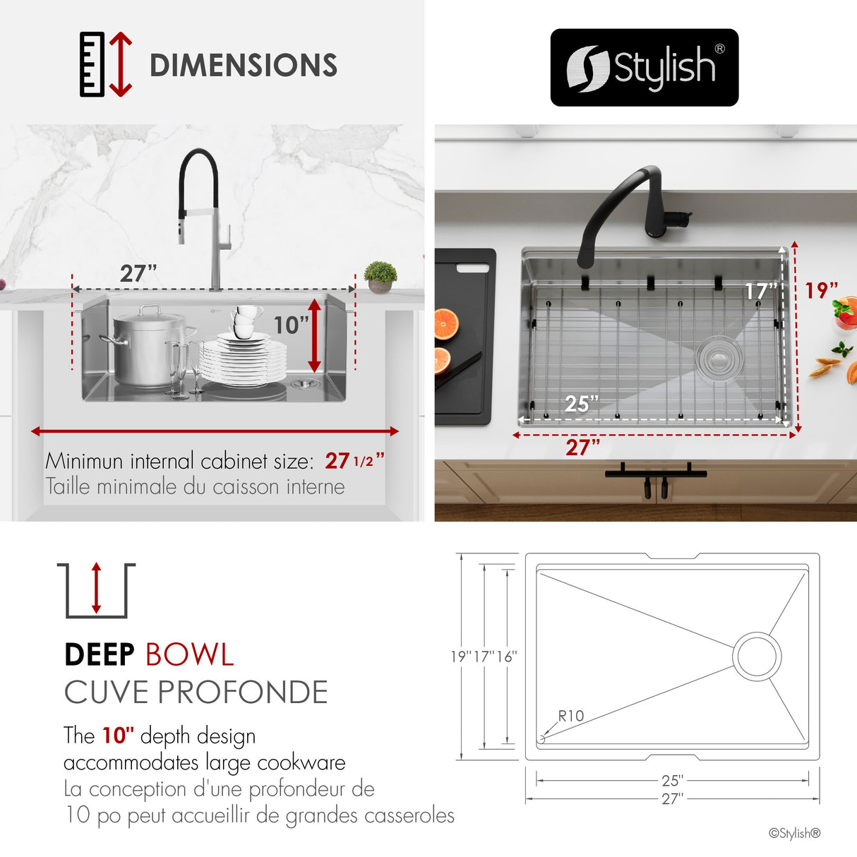 Undermount 27 inch Single Bowl Workstation kitchen Sink with Accessories