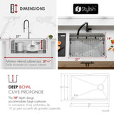 Undermount 27 inch Single Bowl Workstation kitchen Sink with Accessories