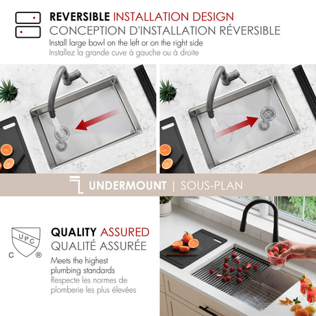 Undermount 27 inch Single Bowl Workstation kitchen Sink with Accessories