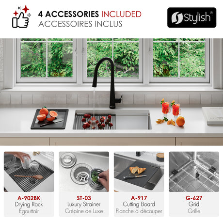 Undermount 27 inch Single Bowl Workstation kitchen Sink with Accessories