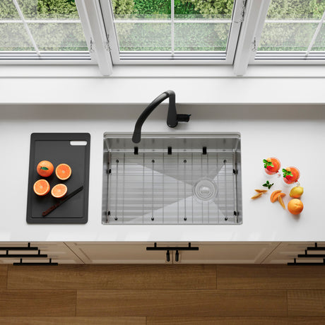 Undermount 27 inch Single Bowl Workstation kitchen Sink with Accessories