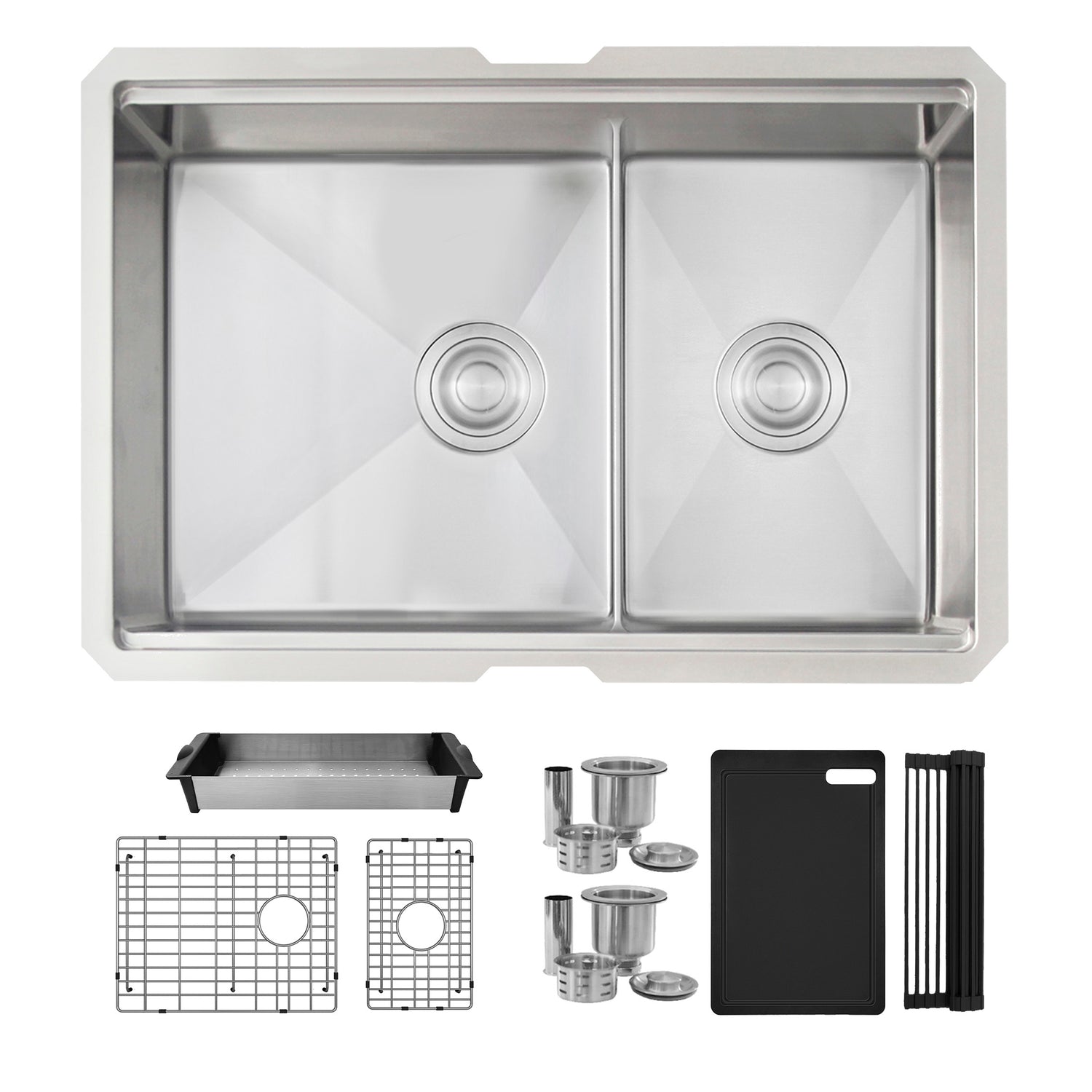 Undermount 28 inch double bowl 60/40 Workstation kitchen sink with Accessories