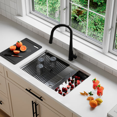 Undermount 28 inch double bowl 60/40 Workstation kitchen sink with Accessories