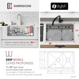 Undermount 28 inch double bowl 60/40 Workstation kitchen sink with Accessories