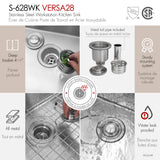 Undermount 28 inch double bowl 60/40 Workstation kitchen sink with Accessories