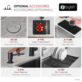 Undermount 28 inch double bowl 60/40 Workstation kitchen sink with Accessories