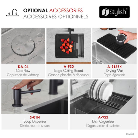 Undermount 28 inch double bowl 60/40 Workstation kitchen sink with Accessories