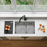 Undermount 28 inch double bowl 60/40 Workstation kitchen sink with Accessories