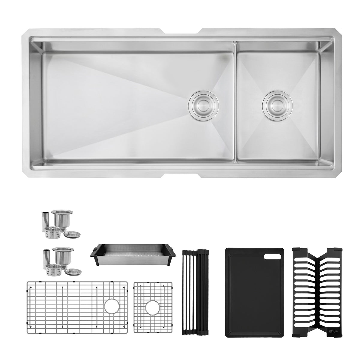 Undermount 42 inch Double Bowl 70/30 Workstation Kitchen Sink with Accessories