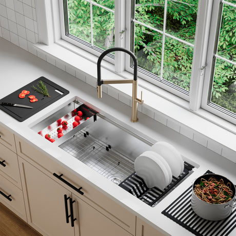 Undermount 42 inch Double Bowl 70/30 Workstation Kitchen Sink with Accessories