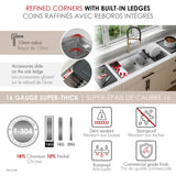 Undermount 42 inch Double Bowl 70/30 Workstation Kitchen Sink with Accessories