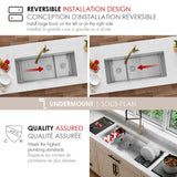 Undermount 42 inch Double Bowl 70/30 Workstation Kitchen Sink with Accessories