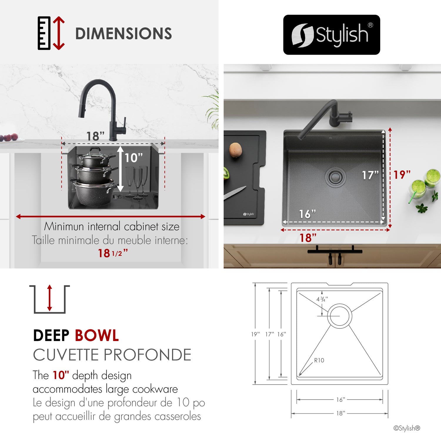 Undermount 20 inch Workstation Single Bowl Kitchen Sink with Dura-Tek finish and Accessories