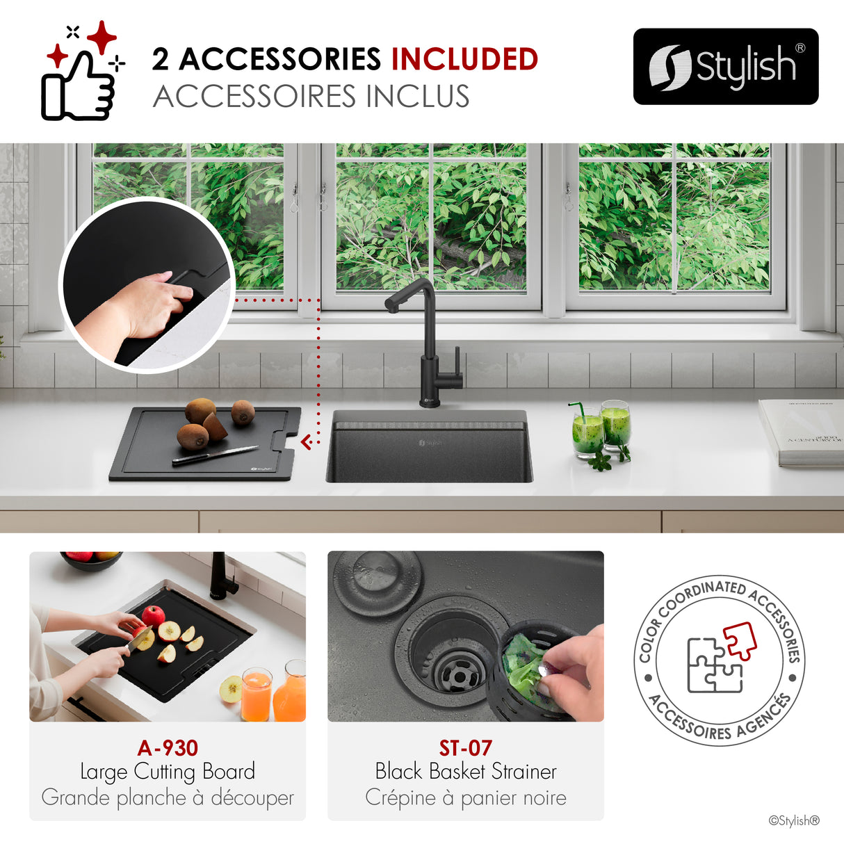 Undermount 20 inch Workstation Single Bowl Kitchen Sink with Dura-Tek finish and Accessories