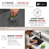 Undermount 20 inch Workstation Single Bowl Kitchen Sink with Dura-Tek finish and Accessories