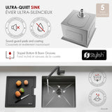 Undermount 20 inch Workstation Single Bowl Kitchen Sink with Dura-Tek finish and Accessories