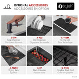 Undermount 20 inch Workstation Single Bowl Kitchen Sink with Dura-Tek finish and Accessories
