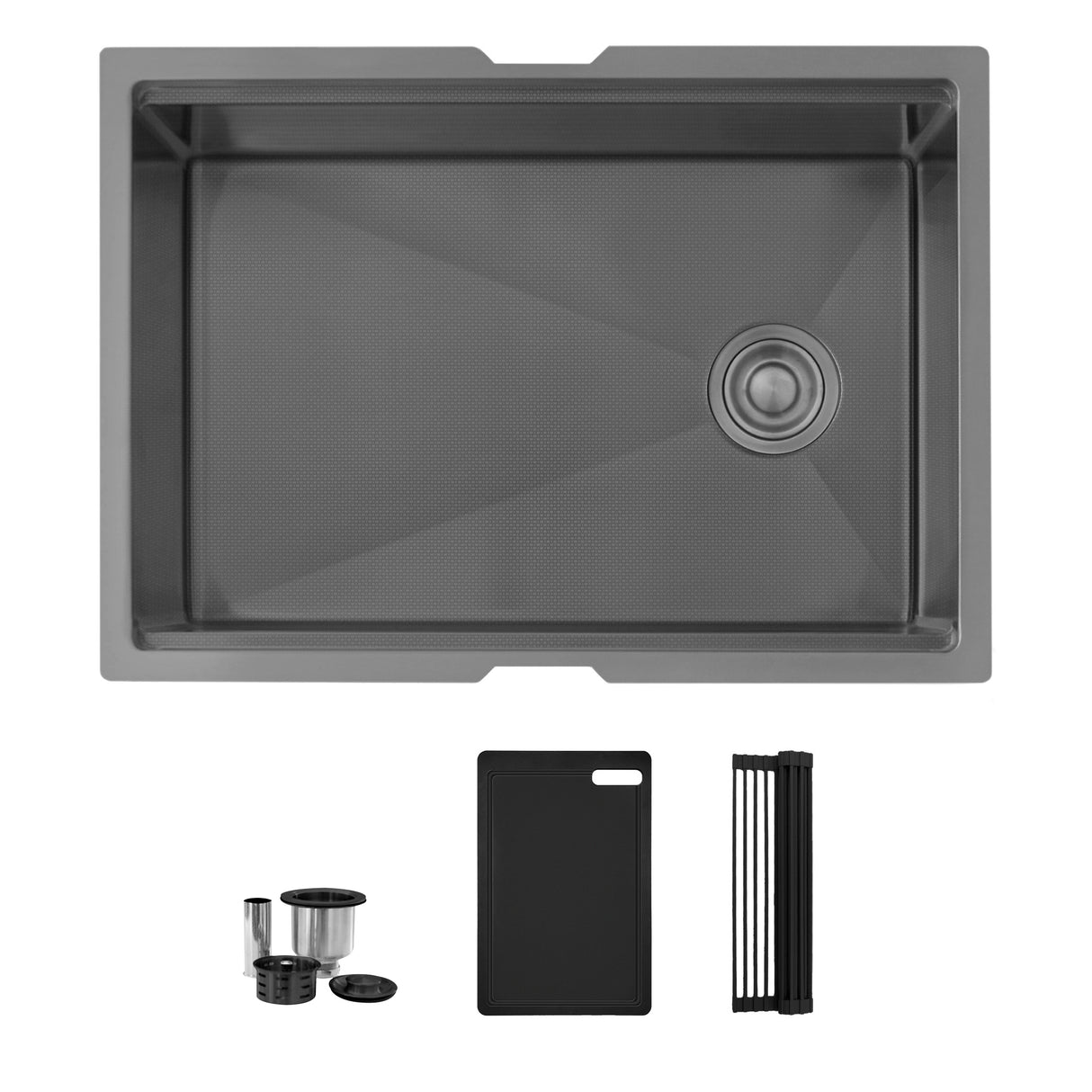 Undermount 27 inch Workstation Single Bowl Kitchen Sink with Dura-Tek finish and Accessories