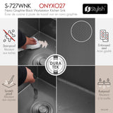 Undermount 27 inch Workstation Single Bowl Kitchen Sink with Dura-Tek finish and Accessories