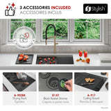 Undermount 27 inch Workstation Single Bowl Kitchen Sink with Dura-Tek finish and Accessories