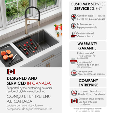 Undermount 27 inch Workstation Single Bowl Kitchen Sink with Dura-Tek finish and Accessories