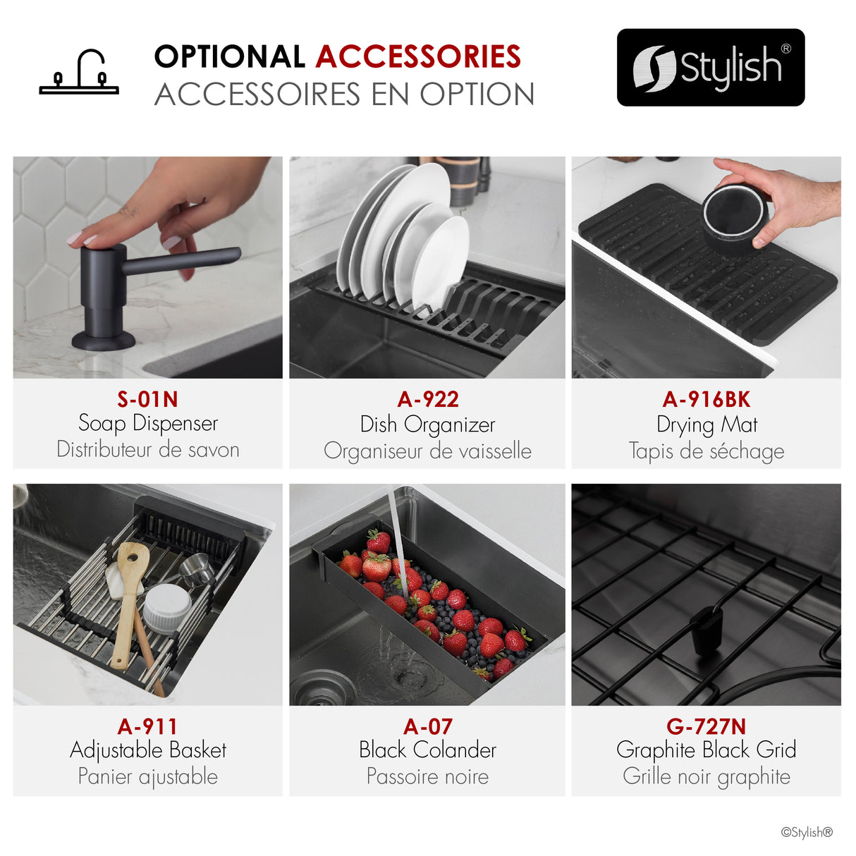 Undermount 27 inch Workstation Single Bowl Kitchen Sink with Dura-Tek finish and Accessories