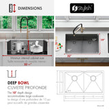 Undermount 32 inch Workstation 50/50 Double Bowl Kitchen Sink with Dura-Tek finish and Accessories