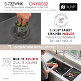 Undermount 32 inch Workstation 50/50 Double Bowl Kitchen Sink with Dura-Tek finish and Accessories