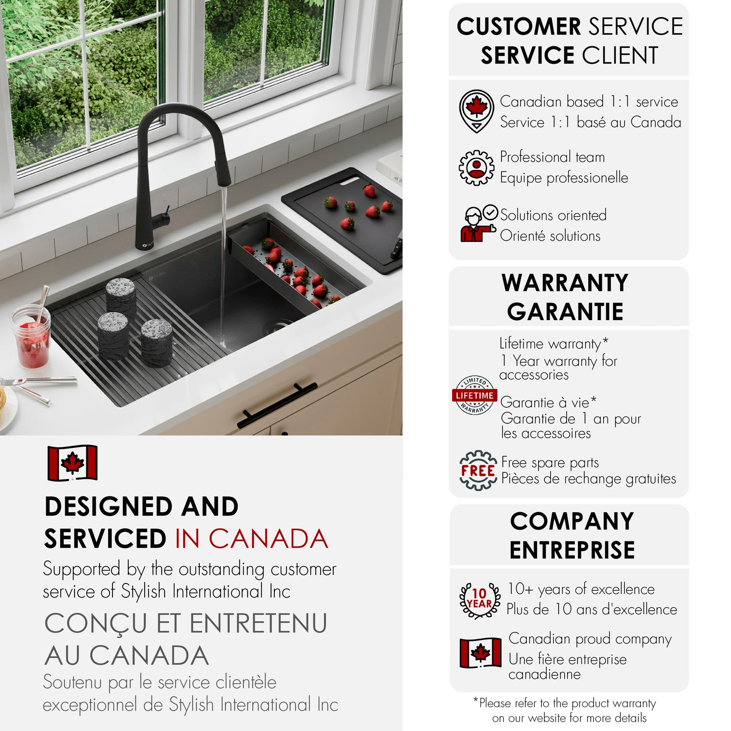 Undermount 33 inch Workstation Single Bowl Kitchen Sink with Dura-Tek finish and Accessories