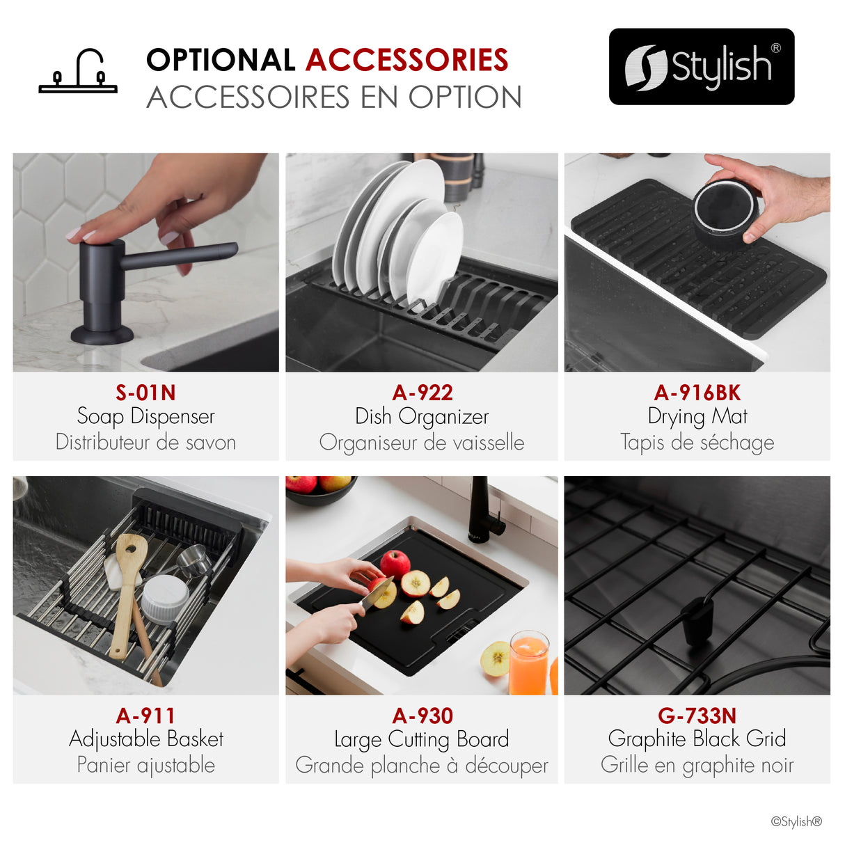 Undermount 33 inch Workstation Single Bowl Kitchen Sink with Dura-Tek finish and Accessories