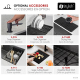 Undermount 33 inch Workstation Single Bowl Kitchen Sink with Dura-Tek finish and Accessories