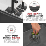 Undermount 36 inch Workstation 60/40 Double Bowl Kitchen Sink with Dura-Tek finish and Accessories