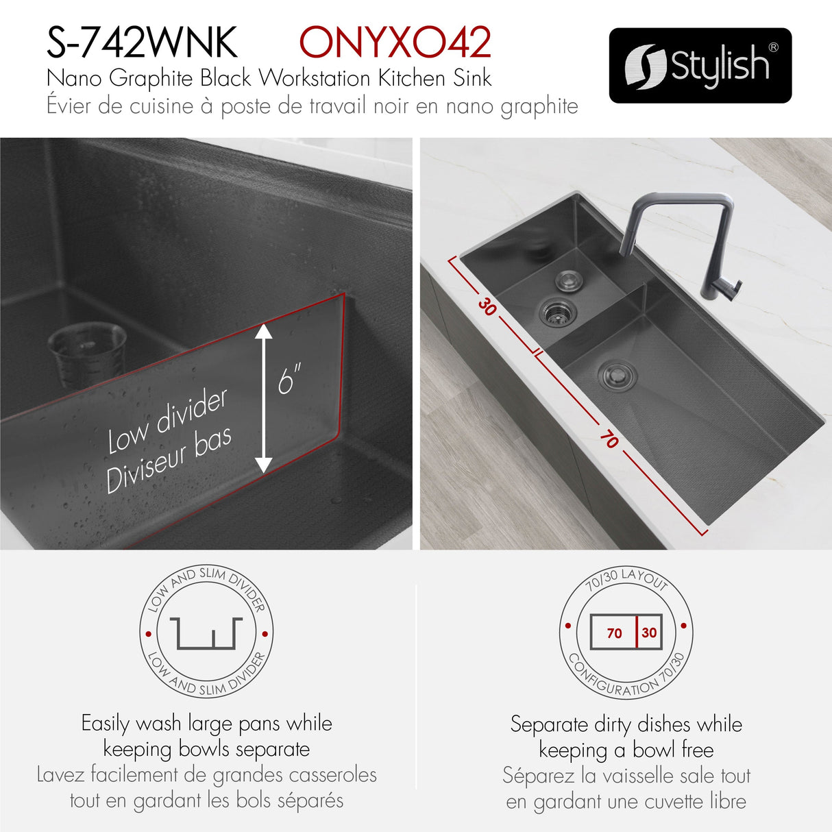 Undermount 42 Inch Workstation 7030 Double Bowl Kitchen Sink With Dura Tek Finish And Accessories