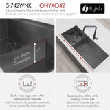 Undermount 42 Inch Workstation 7030 Double Bowl Kitchen Sink With Dura Tek Finish And Accessories