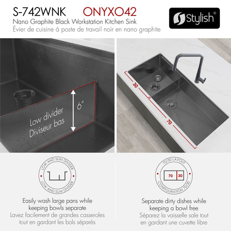 Undermount 42 Inch Workstation 7030 Double Bowl Kitchen Sink With Dura Tek Finish And Accessories