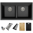 Dual Mount 33 Inch Composite Granite Double Bowl Workstation Kitchen Sink With Cutting Board S 833Wnk