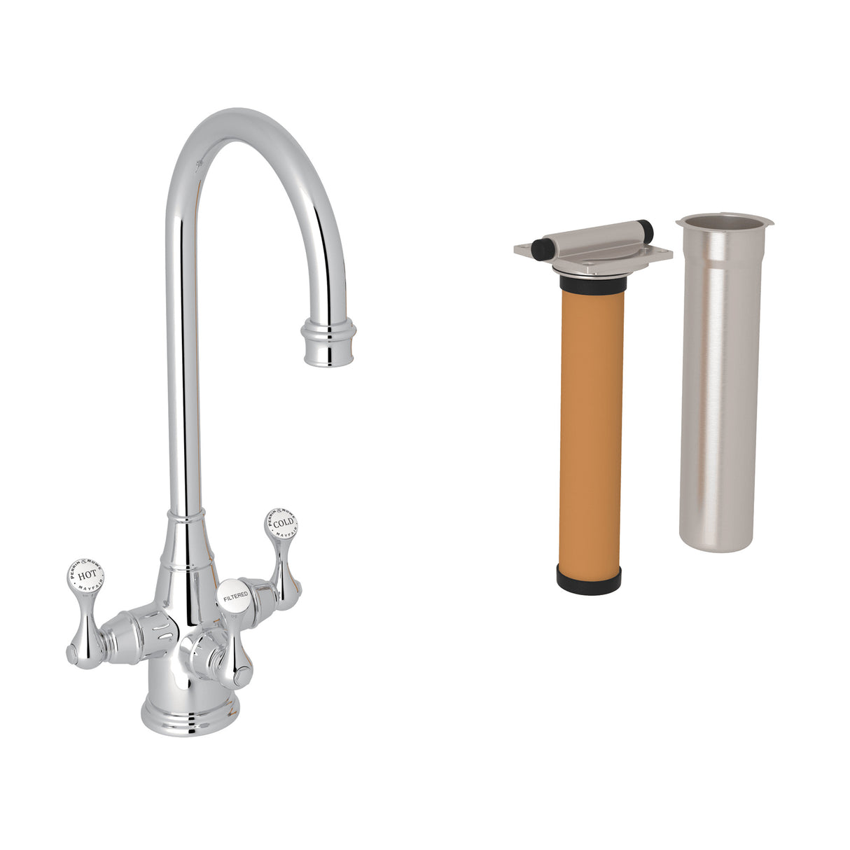 Georgian Era Three Handle Bar/Food Prep Filter Kitchen Faucet Kit